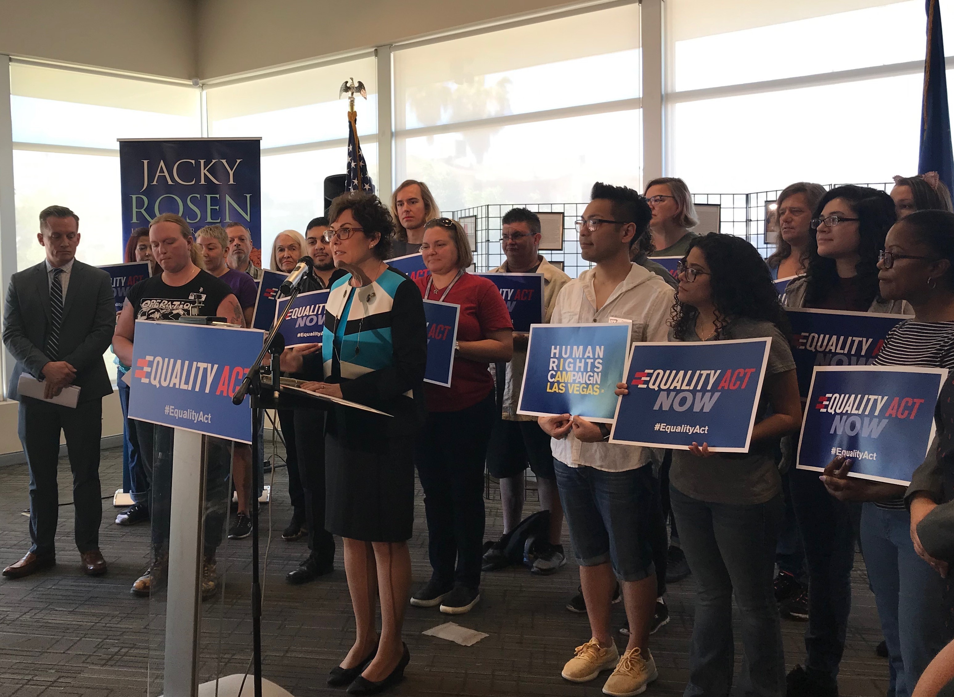 U.S. Senator Jacky Rosen (D-NV) held a press conference with Nevada’s chapter of the Human Rights Campaign and members of Nevada’s LGBTQ community to call on Congress to pass the Equality Act.