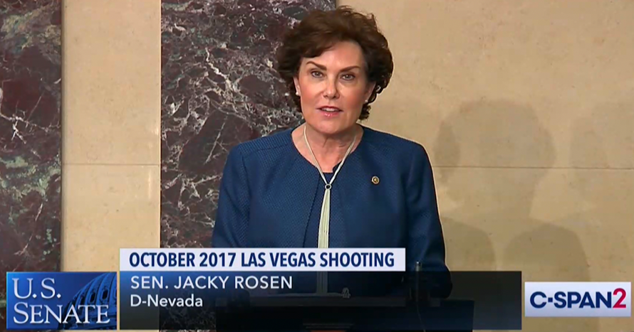 U.S. Senator Jacky Rosen (D-NV) spoke on the Senate floor to commemorate the third anniversary of 1 October, and honor the lives lost as a result of the worst mass shooting in American history.
