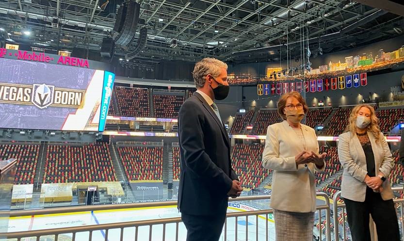 U.S. Senator Jacky Rosen, Chair of the Senate Subcommittee on Tourism, Trade, and Export Promotion, visited the New York-New York Hotel & Casino and the T-Mobile Arena to learn more about how Congress can support the recovery efforts of the state’s tourism industry.